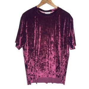 Skylar & Jade Red Velvet Velour Short Sleeve Top XL